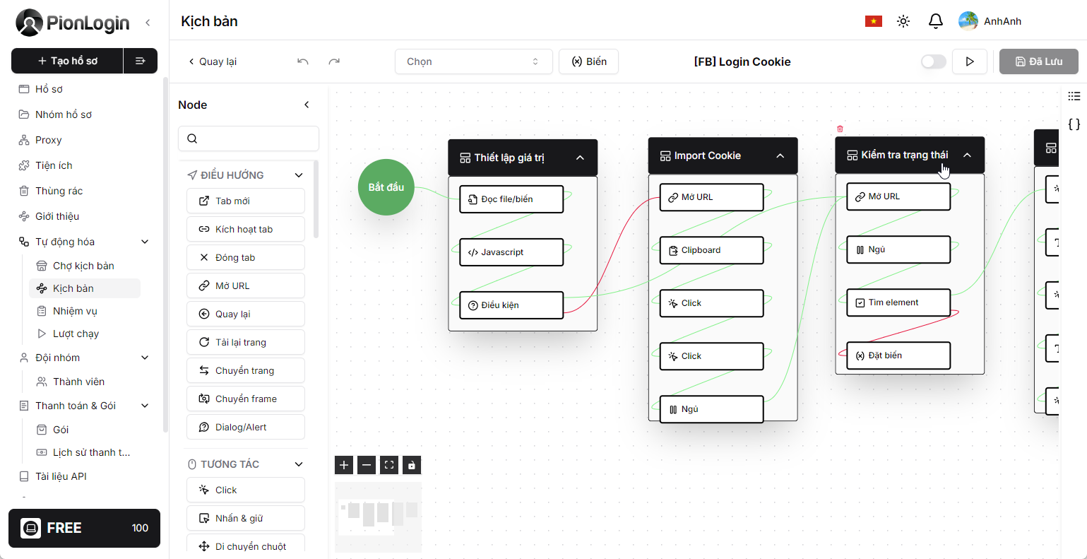Tự động hóa của PionLogin
