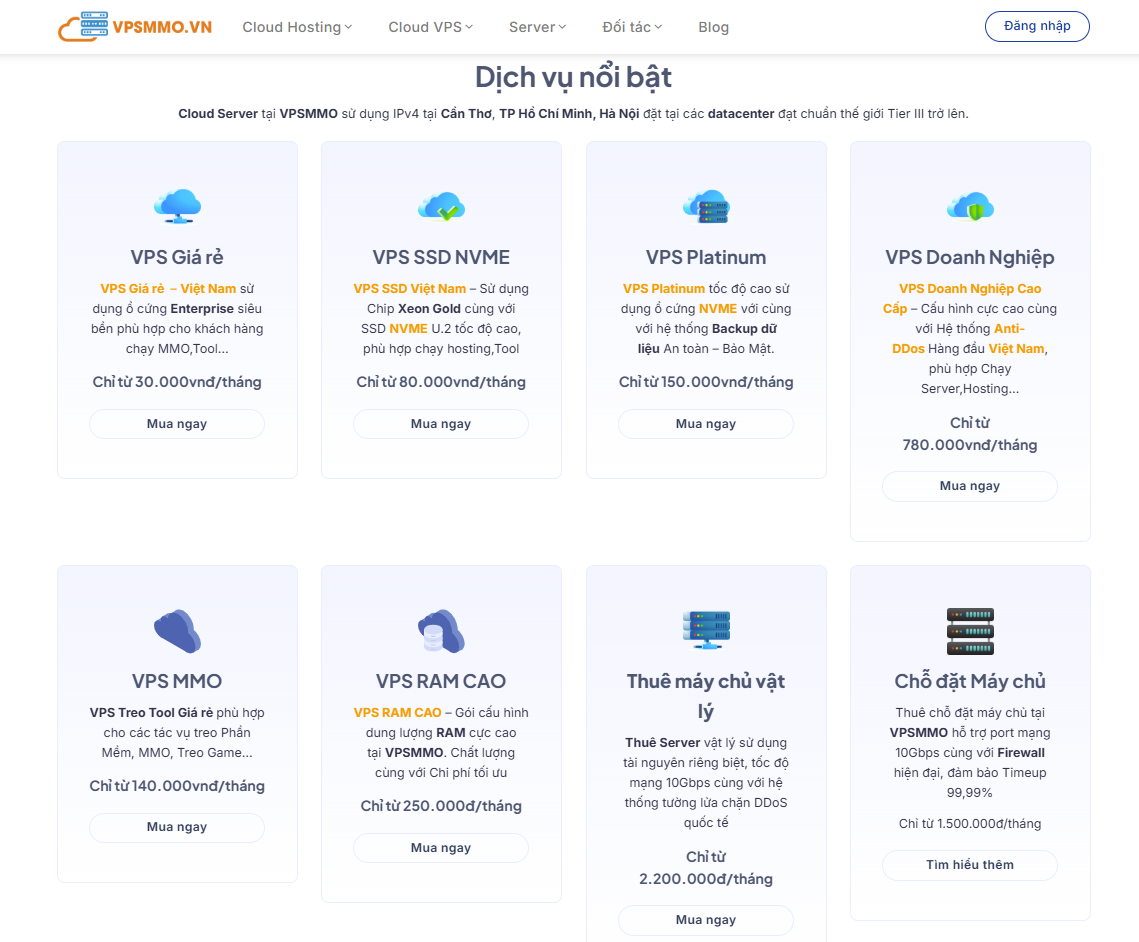 Dịch vụ nổi bật của VPSMMO
