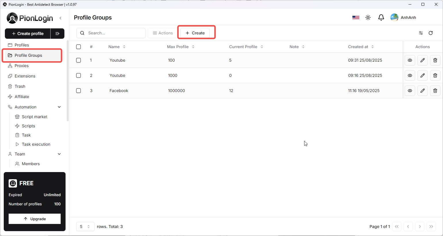 Tạo nhóm hồ sơ