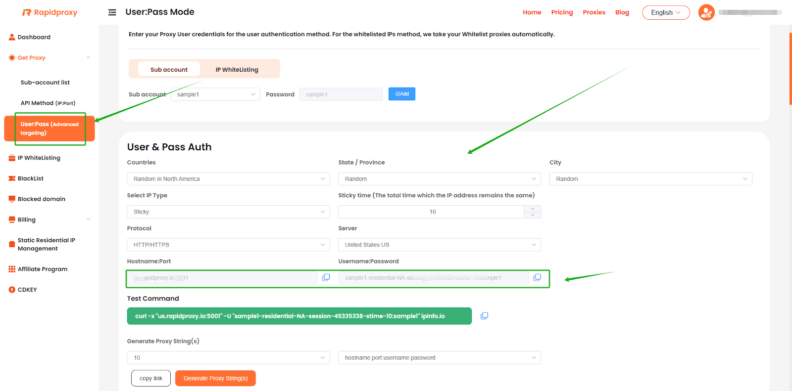 Configure proxy parameters