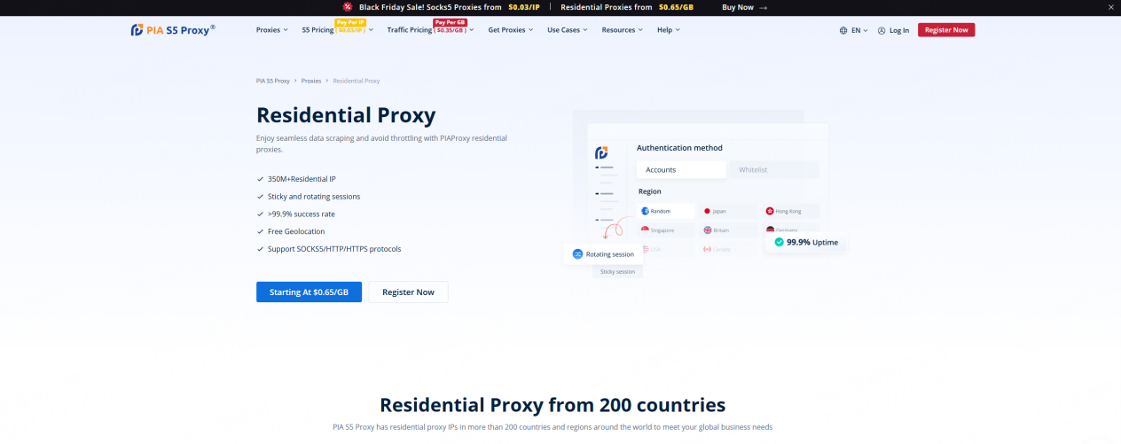 Residential Proxy ($0.65/GB)