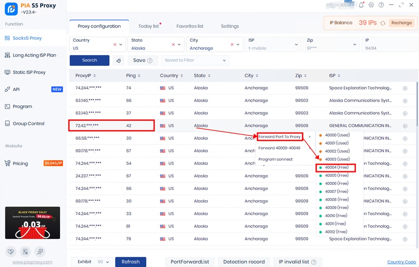 Chọn bất kỳ địa chỉ IP nào
